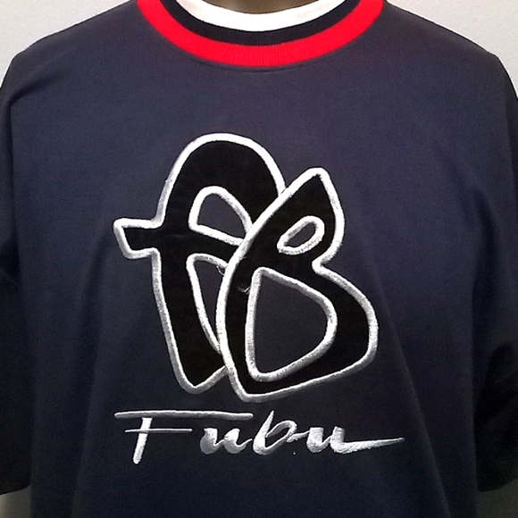 Comfortable & Rare 2pc Dark Blue Short sleeve short set by FUBU - Picture 3 of 16